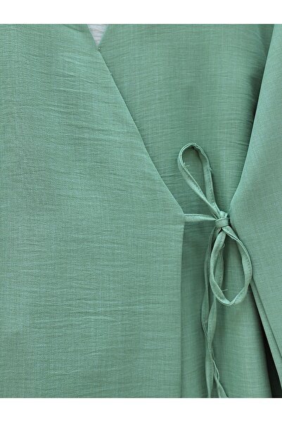 Modamorfo Side Tie Linen Kimono - Water Green