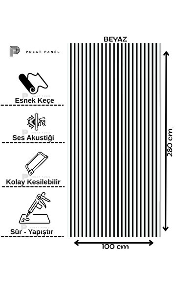 POLAT PANEL Esnek Keçeli Slim Duvar Paneli 100cm