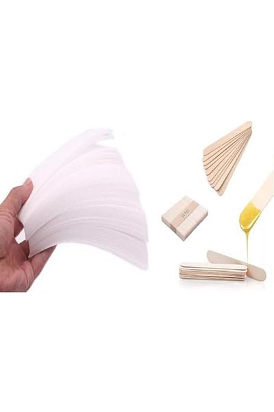 Other Waxing Papers for Hair Removal, Tear-Resistant Wax Strips and Natural Wooden Sticks (100 Waxing Pape