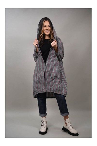 FASHIONLAND SPLENDICO CHECKED FOITA JACKET ONE SIZE Grey