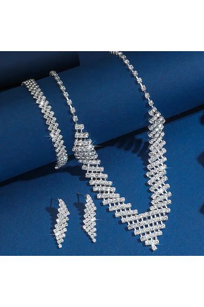 Ayzen Elegant Stone Jewelry Set Necklace Earrings Bracelet