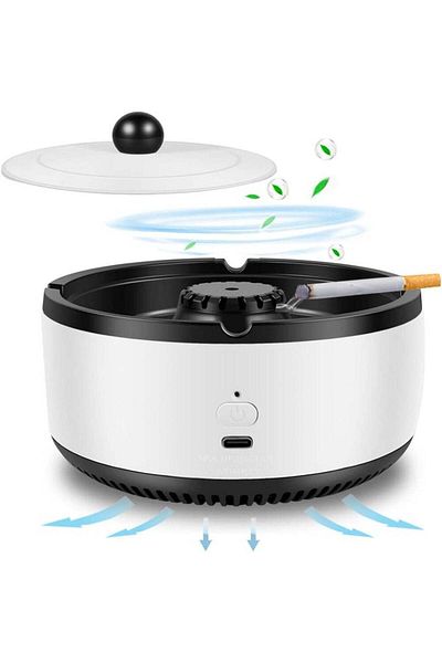 Velixo Electric Ashtray With Lid, Air Purifier, Odor Eliminator, Auto Shutoff, For Home, Office, Car