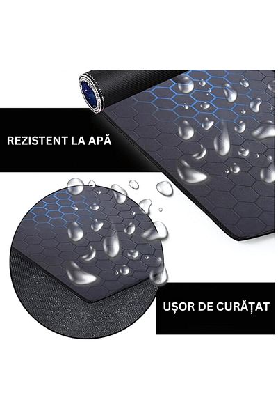 Velixo Large Rubber Mousepad, Non-slip, Waterproof, Honeycomb Pattern, Anti-tear Stitches, 90x40cm