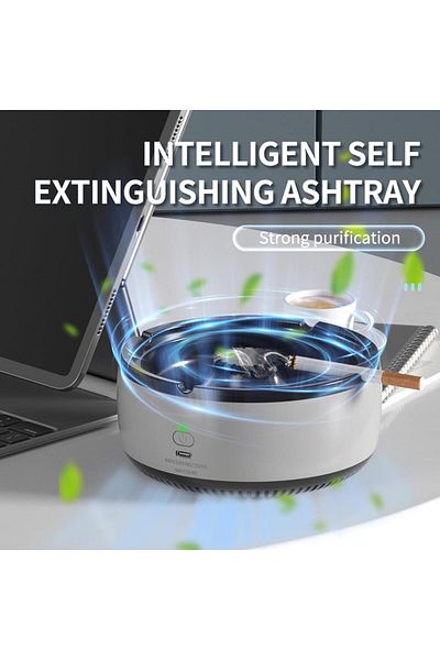Velixo Electric Ashtray With Lid, Negative Ion Air Purifier, Odor Eliminator, Air Filter, Auto Shutoff