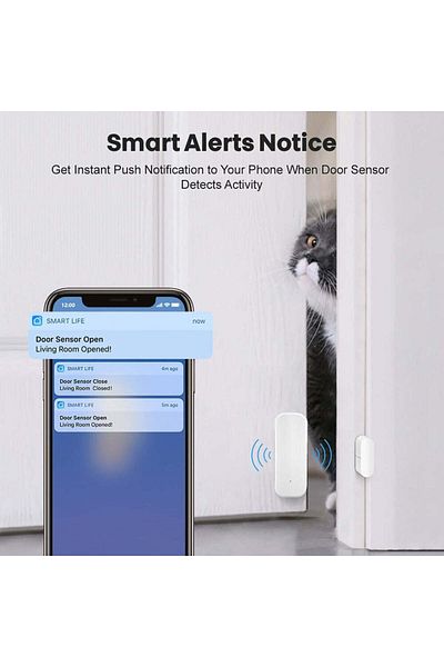 Velixo WiFi Alarm for Doors, Windows & Commercial Spaces, Phone Alerts, Tuya App Compatible Battery Powered