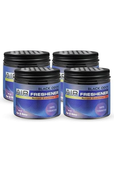 Black Odor Anti-Tobacco Air Freshener Combo (4 Pcs) - Long-Lasting Gel for Car, Home, Office