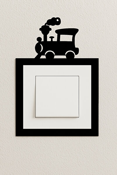 Lucena Tren Şekilli Dekoratif Ahşap Anahtar Priz Çerçevesi