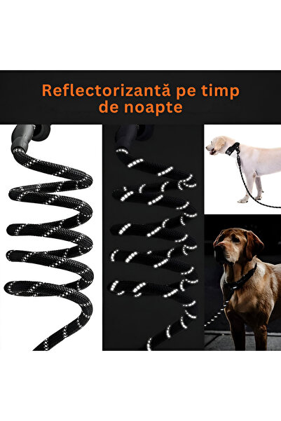 Velixo Lesă pentru câini 5M, mâner din spumă moale, reflectorizantă, prindere metalică la 360°, pentru câini de talie medie/mare, suport pentru geantă inclus