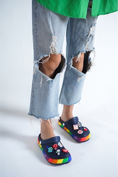 OZYO Samesa Sabo, pantofi cu accesorii, albastru închis, pentru medic, asistentă, spital, Eva, vară, plajă - papuci casual