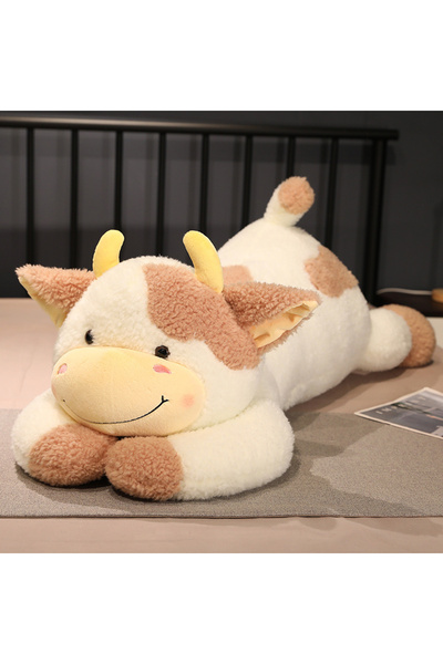 Choice 90 سم بني ساخن قطعة واحدة 90 سم ألعاب محشوة على شكل بقرة حليب جميلة دمى حيوانات محشوة على شكل ماشية حبوب النوم