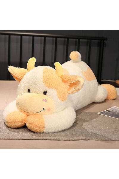 Choice 90cm Yellow Hot 1pc 90cm Lovely Milk Cow Plush Toys Cartoon Stuffed Animal Cattle Dolls Sleeping Pil