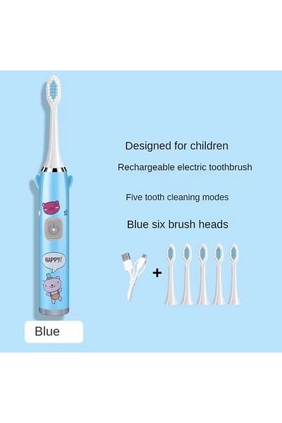 ABYZ Electric Toothbrush For Children With 2 Heads, Usb Charging, Blue Color