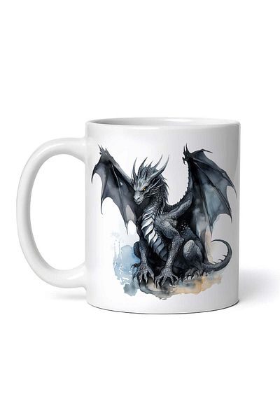 OEM Personalized white mug, Black Dragon, INOVATIX®. 330ml