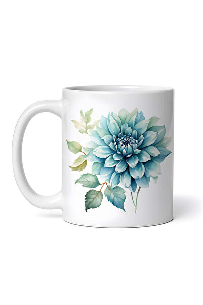 OEM Cană albă personalizată, Dalie albastră, Inovatix®. 330 ml