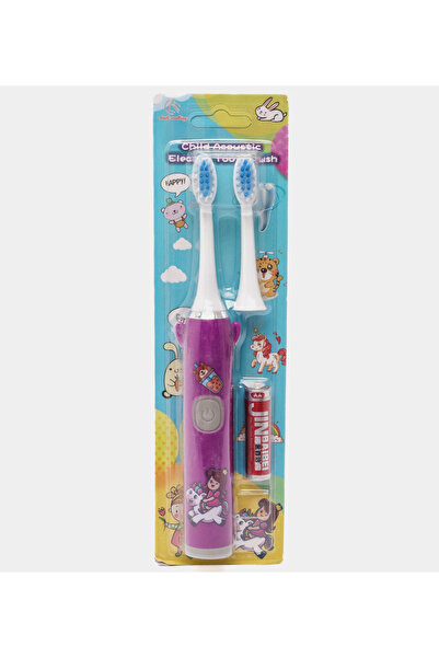 ABYZ Electric toothbrush for children with 2 heads and battery included, purple color