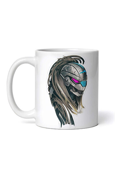 OEM Cană albă personalizată, cască Cyber ​​Predator, INOVATIX®. 330ml