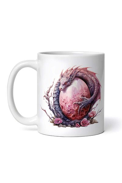 OEM Cană albă personalizată, Dragon care protejează oul, INOVATIX®. 330ml