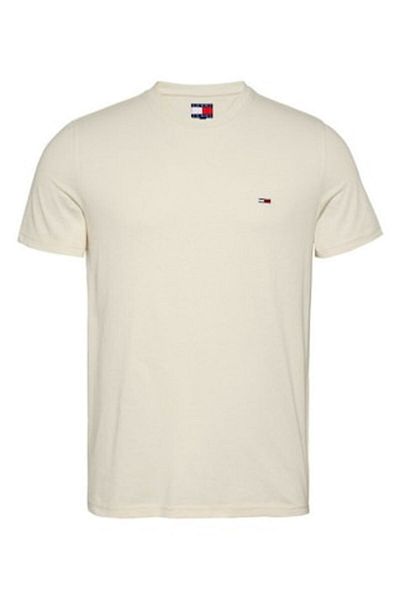Tommy Jeans - Slim Fit T-Shirt from Organic Cotton, Beige, Size L
