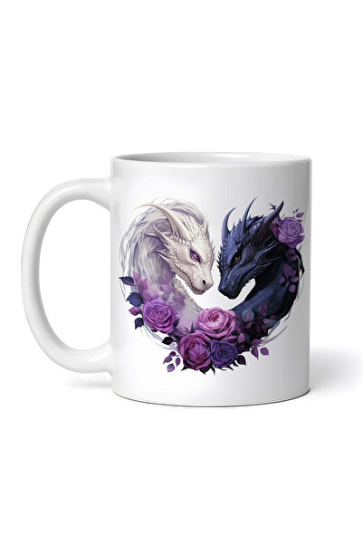 OEM Cană albă personalizată, Dragoni Senzuali îndrăgostiți, INOVATIX®. 330ml