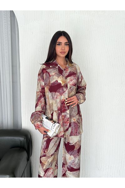 sportiness Patterned Digital Printed Modal Lilyum Fabric Shirt Suit