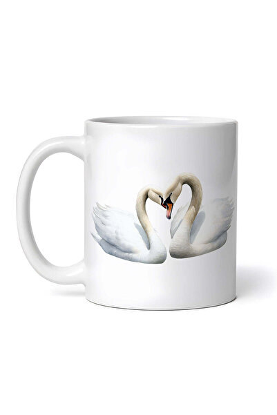 OEM Εξατομικευμένη Λευκή Κούπα, Δύο Ερωτευμένοι Κύκνοι, Inovatix®. 330ml