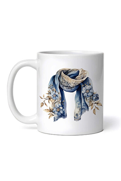 OEM Εξατομικευμένη Λευκή Κούπα, Κασκόλ με Λουλούδια, Inovatix®. 330ml