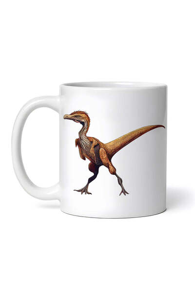 OEM Cană albă personalizată, dinozaur Deinonychus, INOVATIX®. 330ml