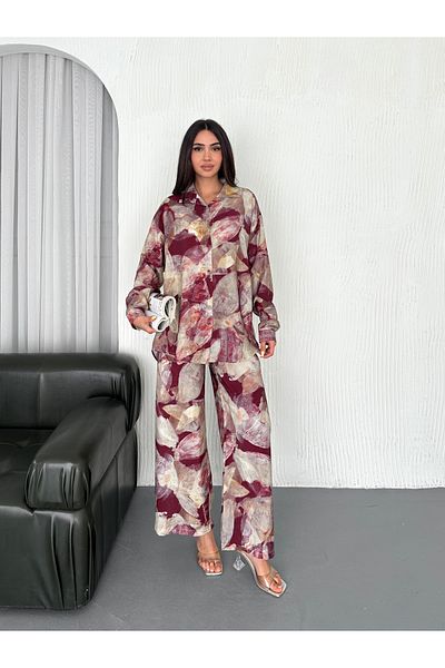 sportiness Patterned Digital Printed Modal Lilyum Fabric Shirt Suit
