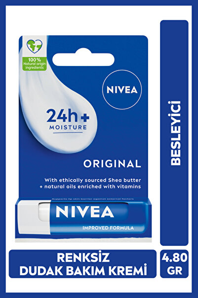NIVEA Besleyici Renksiz Nemlendirici Dudak Bakım Kremi 4.8gr, Kuru ve Çatlak ...