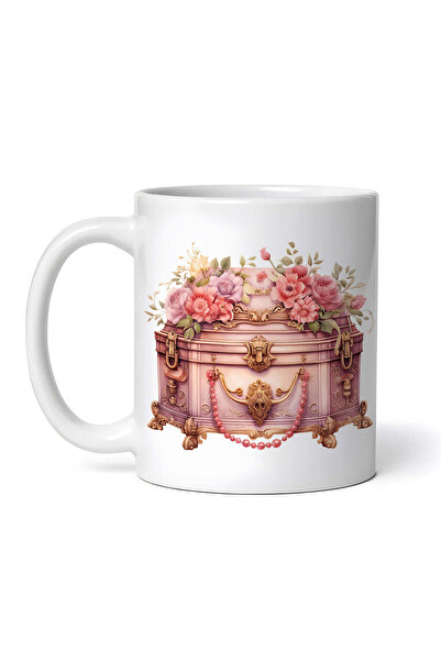 OEM Cană albă personalizată, dulap vintage cu flori, Inovatix®. 330 ml