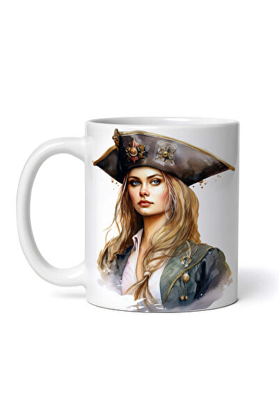 OEM Εξατομικευμένη Λευκή Κούπα, Γυναίκα Πειρατής Καπετάνιος, Inovatix®. 330ml