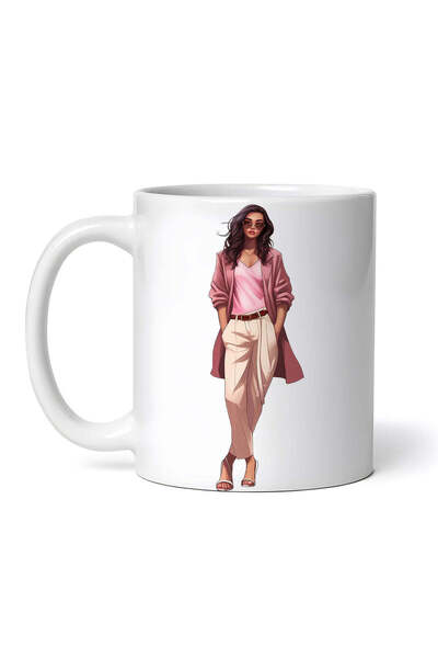 OEM Εξατομικευμένη Λευκή Κούπα, Κορίτσι σε Ροζ Ni, Inovatix®. 330ml