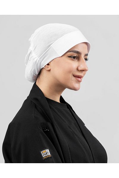 outline Full Cover Under Hijab Cap with Reinforcer - White