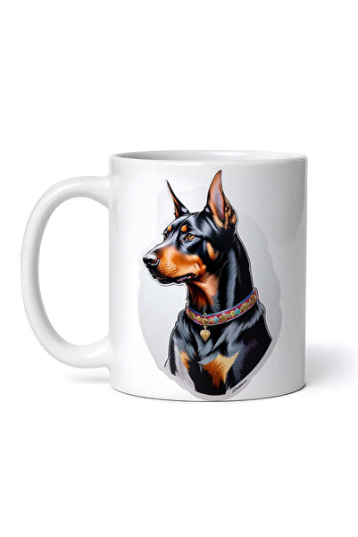 OEM Cană albă personalizată, Doberman cu guler, INOVATIX®. 330ml