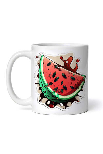 OEM Cană albă personalizată, felie de pepene verde cu semințe, INOVATIX®. 330ml