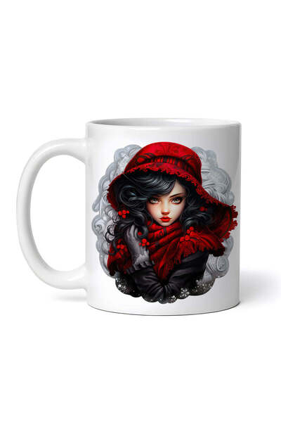 OEM Cană albă personalizată, Fată în haină neagră și pălărie roșie, INOVATIX®...