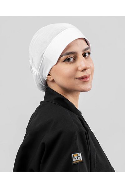 outline Full Cover Under Hijab Cap with Reinforcer - White