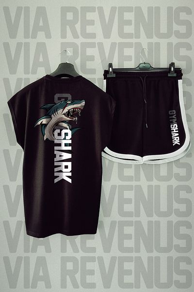 Vordevia Gym Back Printed Zero Sleeve Sports Tshirt and Shorts Set