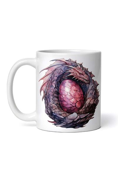 OEM Cană albă personalizată, dragon ținând ou, INOVATIX®. 330ml