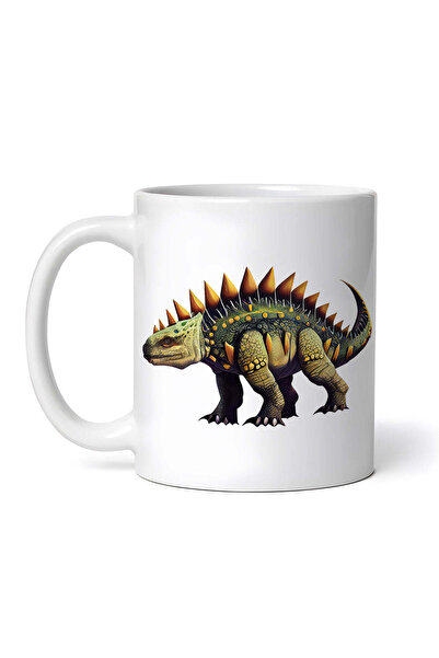 OEM Cană albă personalizată, dinozaur Ankylosaurus, INOVATIX®. 330ml