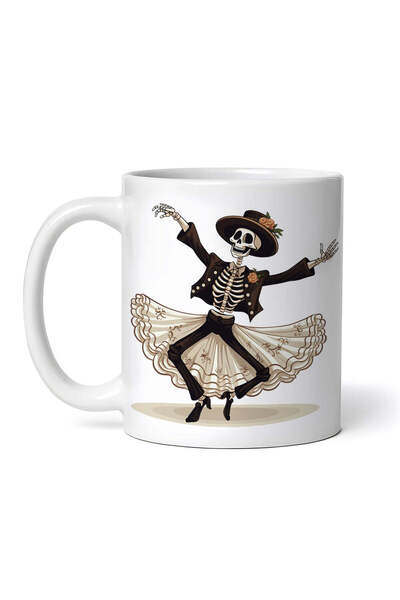 OEM Cană albă personalizată, Dansul Crazy Skeleton, INOVATIX®. 330ml
