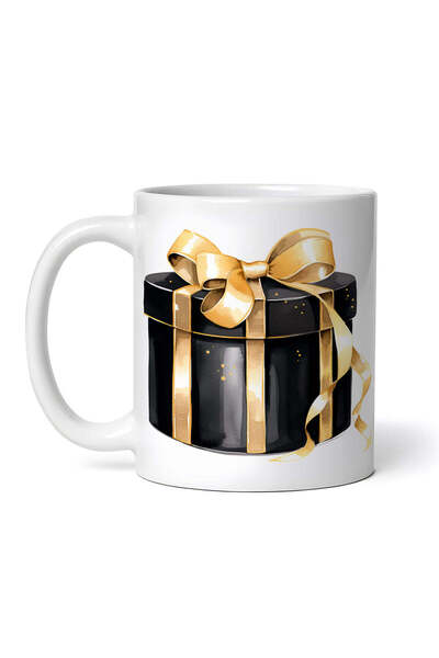 OEM Cană albă personalizată, cutie cadou rotundă neagră cu fundă aurie, INOVA...