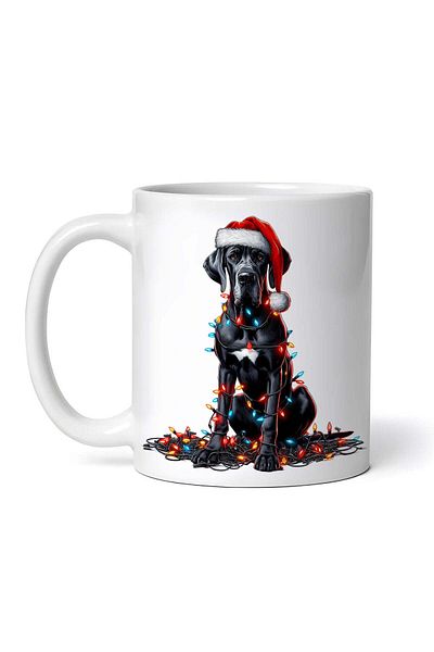 OEM Cană albă personalizată, ciobănesc german decorată cu decorațiuni de Crăciun, INOVATIX®. 330ml