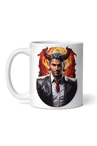 OEM Cană albă personalizată, Demonul Lucifer în costum cu cravată, INOVATIX®....