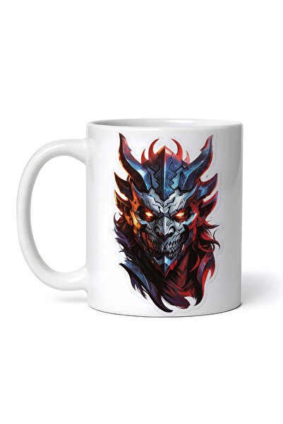 OEM Cană albă personalizată, craniu demon Andromalius, INOVATIX®. 330ml