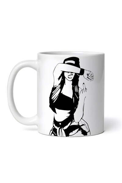 OEM Cană albă personalizată, Fată care arată degetul mijlociu, INOVATIX®. 330ml