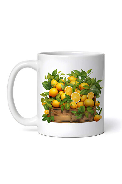 OEM Cană albă personalizată, cutie de lemn cu citrice, INOVATIX®. 330ml