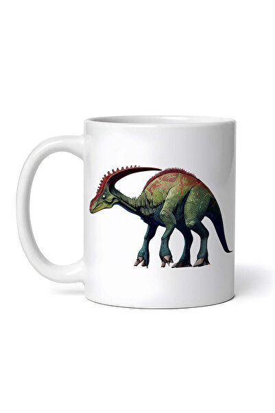 OEM Cană albă personalizată, dinozaur Parasaurolophus, INOVATIX®. 330ml