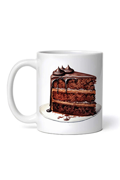 OEM Cană albă personalizată, felie de tort de ciocolată, INOVATIX®. 330ml