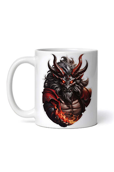 OEM Cană albă personalizată, bustul Demonului Asmodeus, INOVATIX®. 330ml